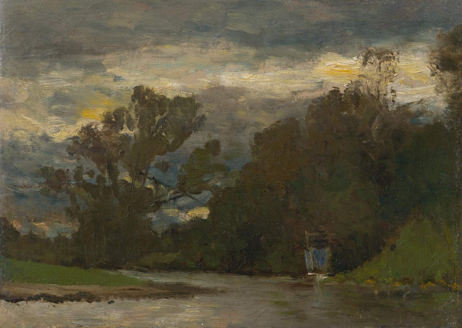 Stormy River Landscape Oil Painting Wall Art