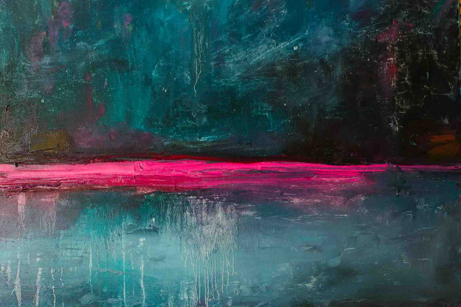 Bold Pink Abstract Horizon Wall Art