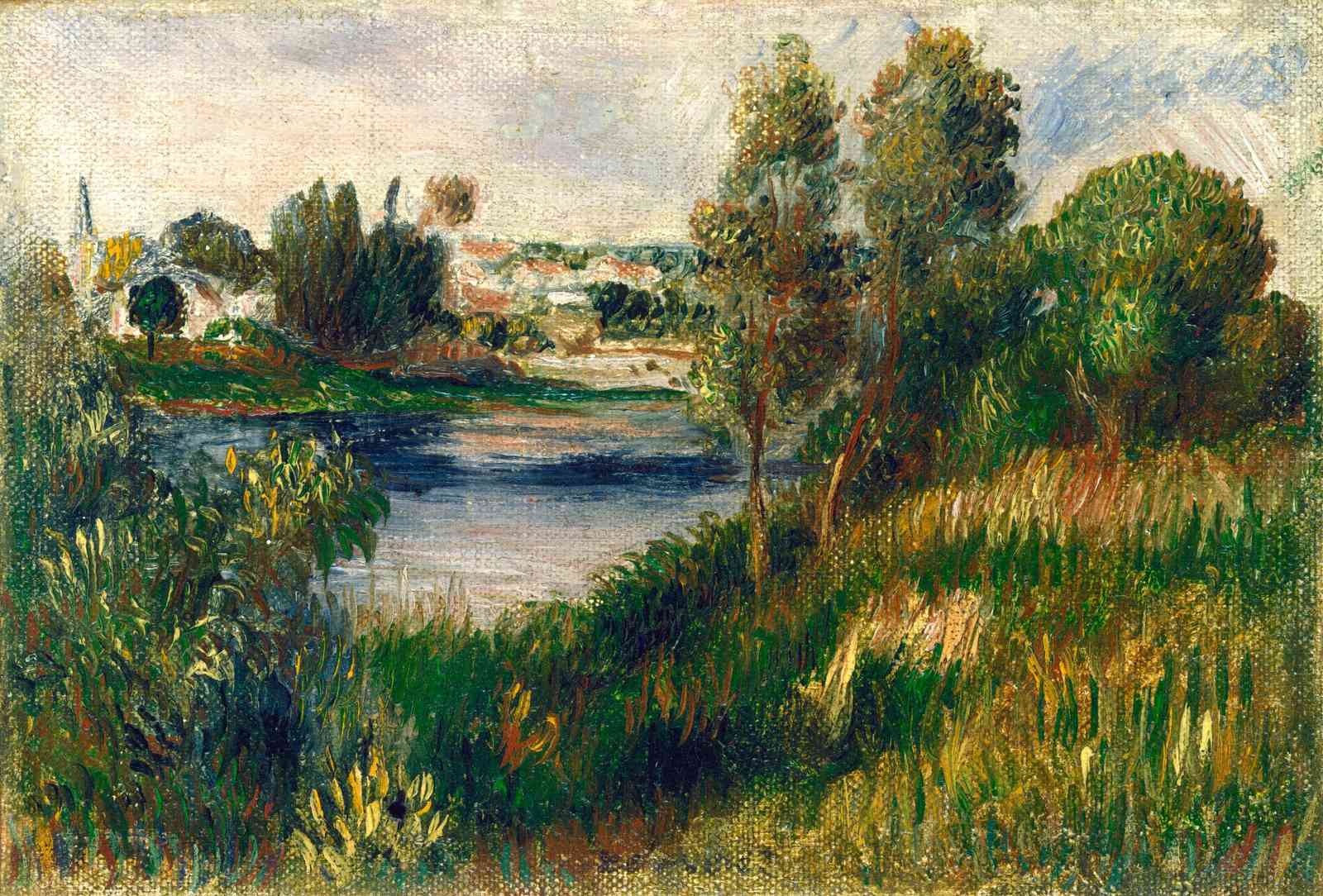 Serene Riverside Landscape Impressionist Wall Art