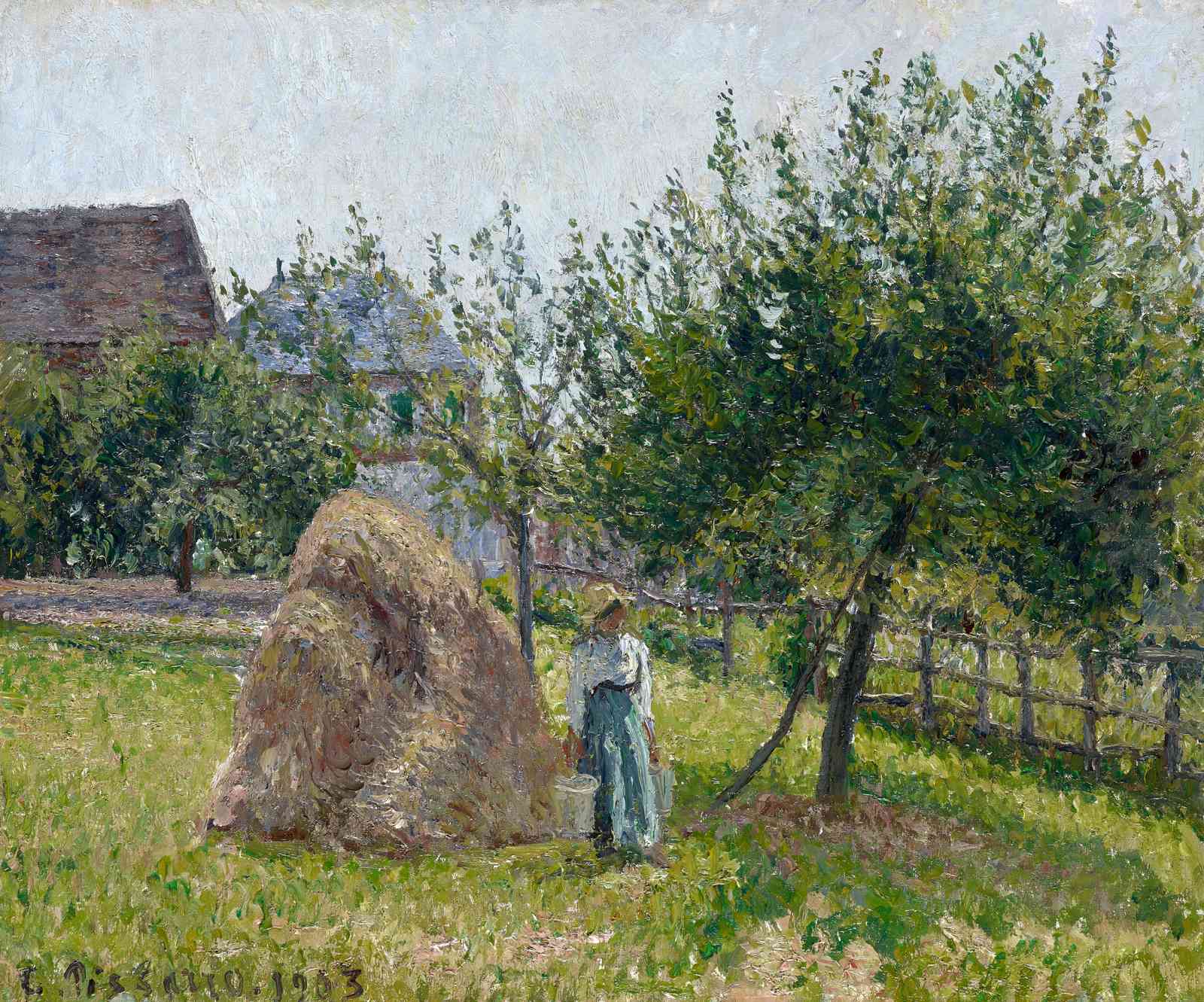 Impressionist Farm Scene Haystack Wall Art