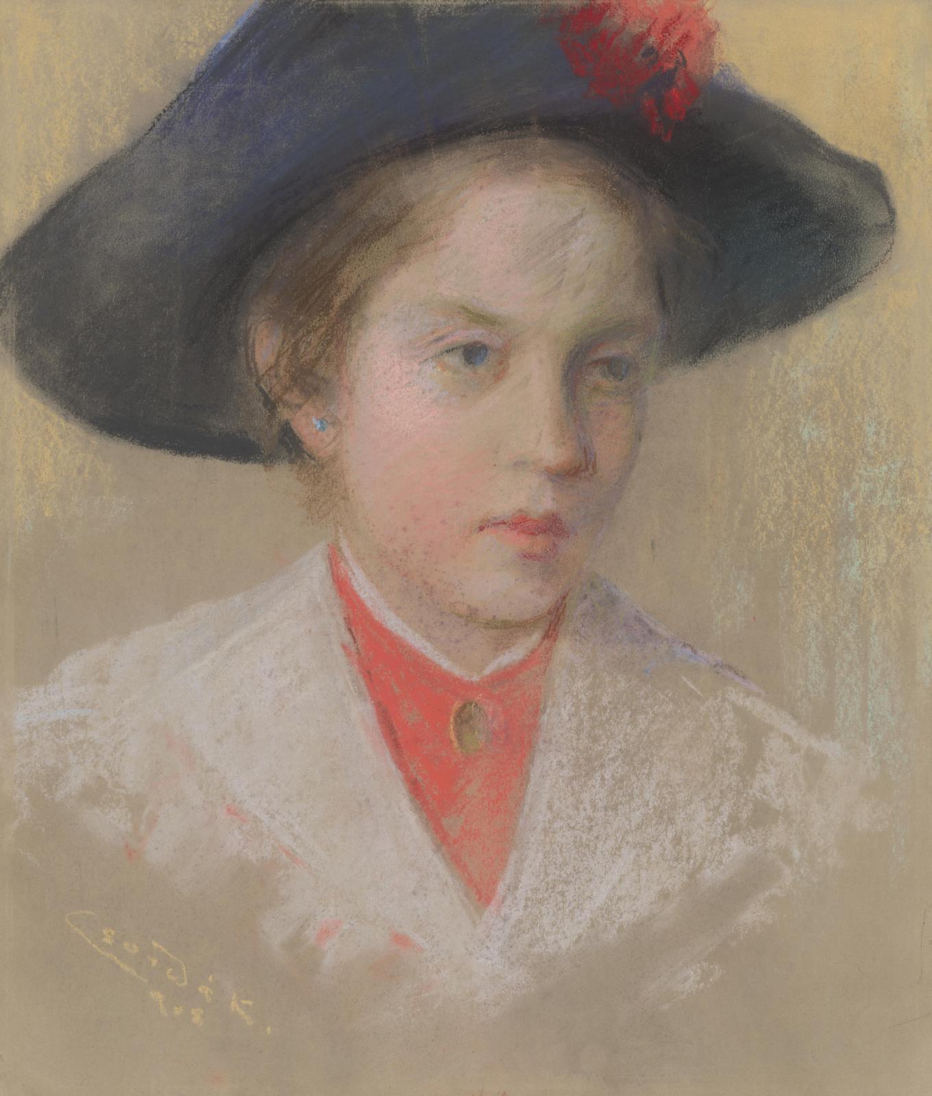 Elegant Portrait Young Woman Pastel Wall Art