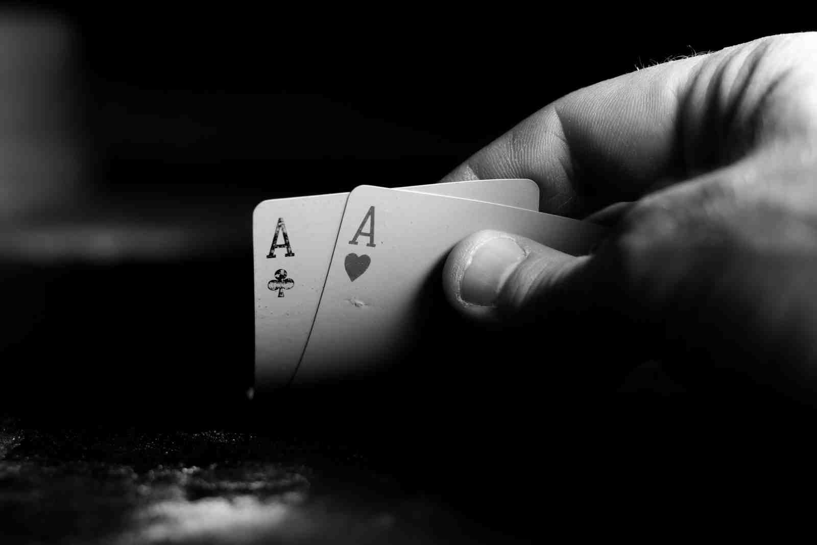 Lucky Aces Poker Black and White Wall Art