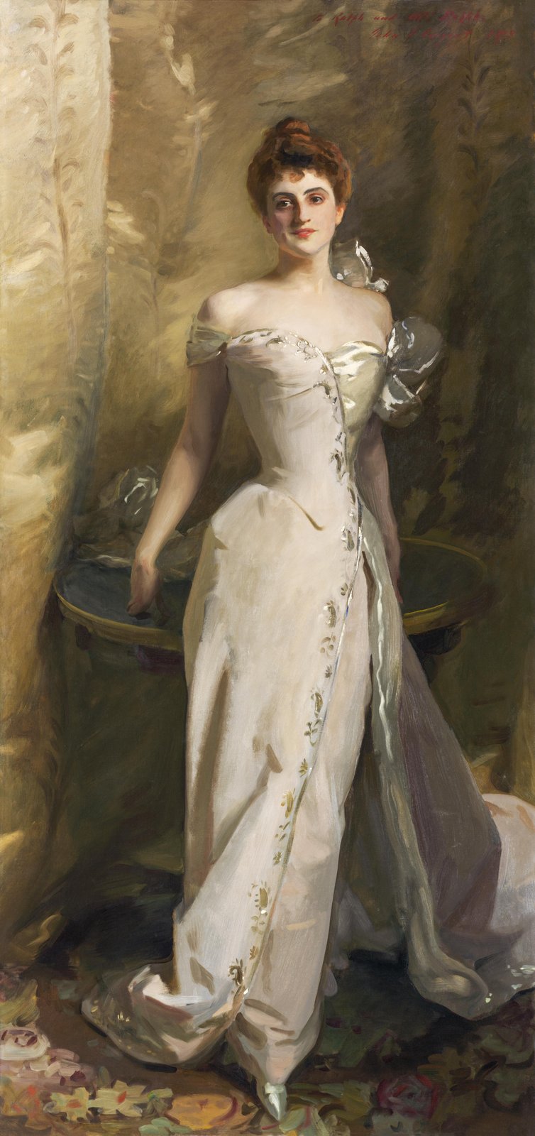 Elegant Lady Portrait on Golden Wall Art