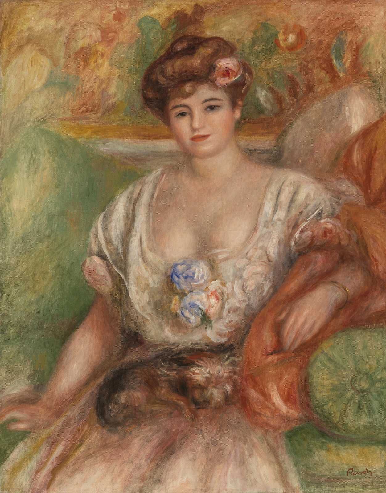 Elegant Lady with Dog Oil Painting Wall Art
