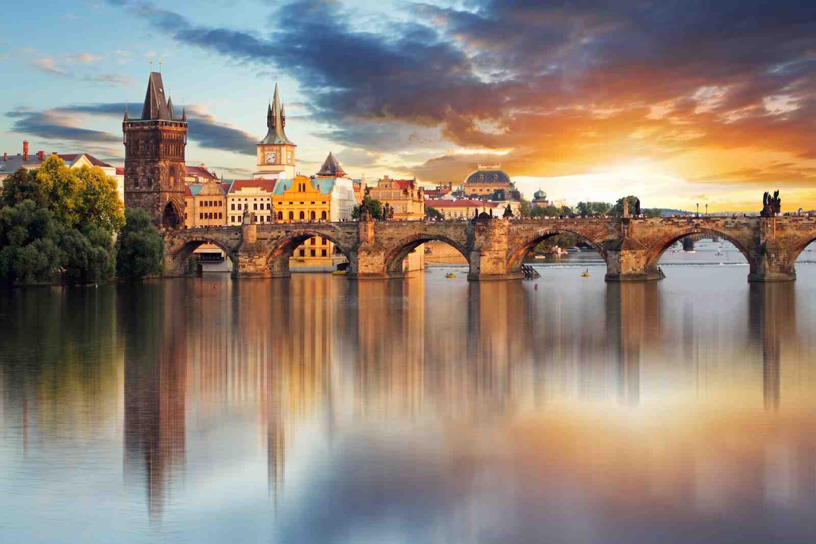Prague Charles Bridge Sunset Wall Art