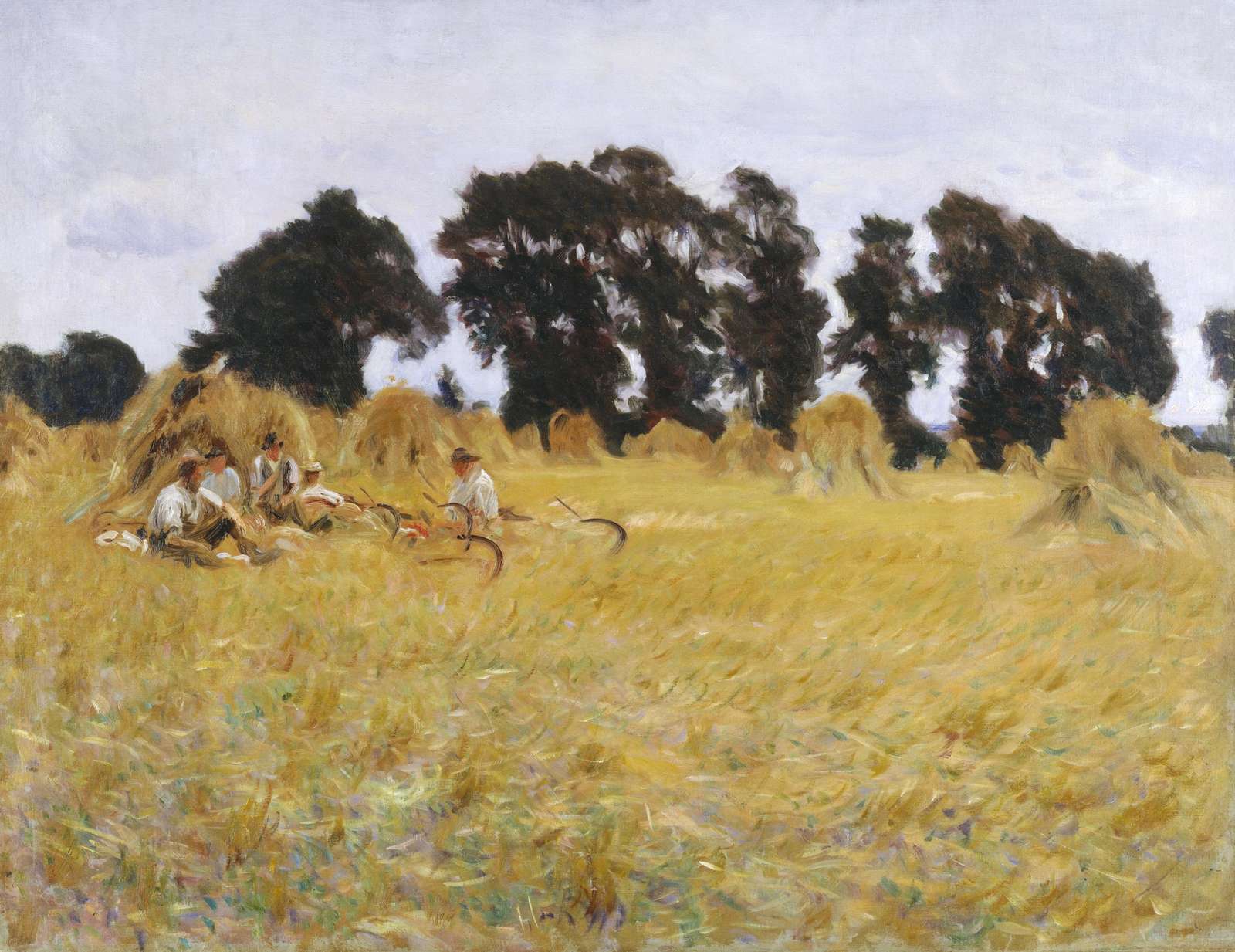 Golden Harvest Haystacks & Workers Wall Art