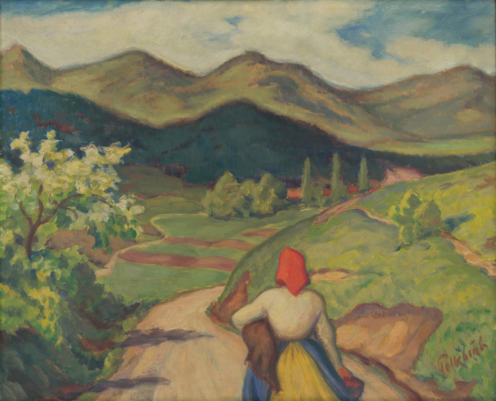 Pastoral Landscape with Woman Wall Art