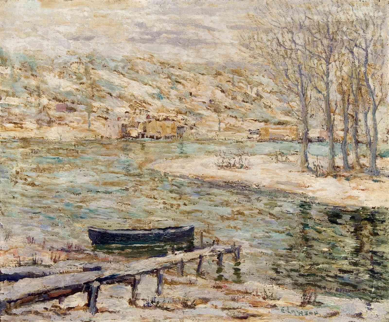 Serene Winter River Landscape Wall Art