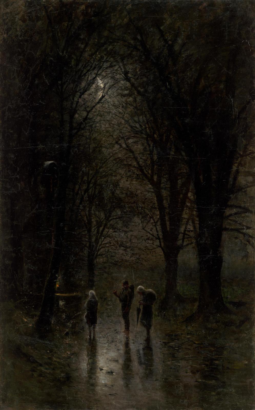 Moonlit Rain Walk Art | Atmospheric Landscape Wall Art