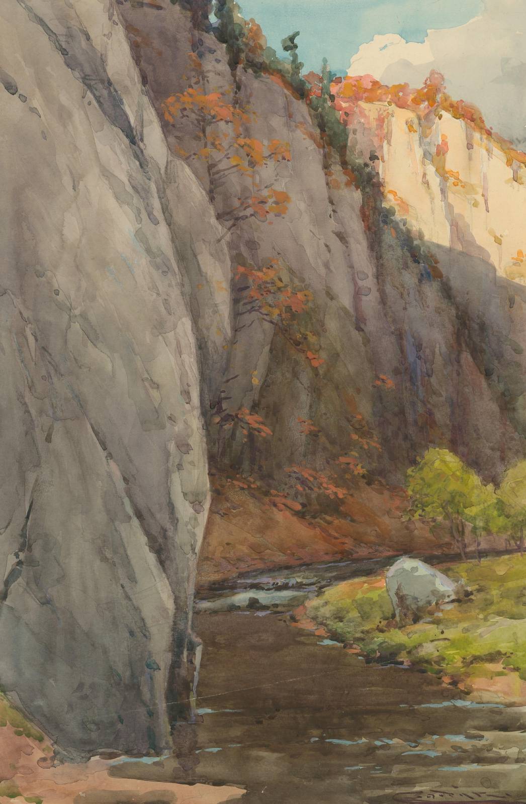 Majestic Mountain Gorge Autumn Scene Wall Art