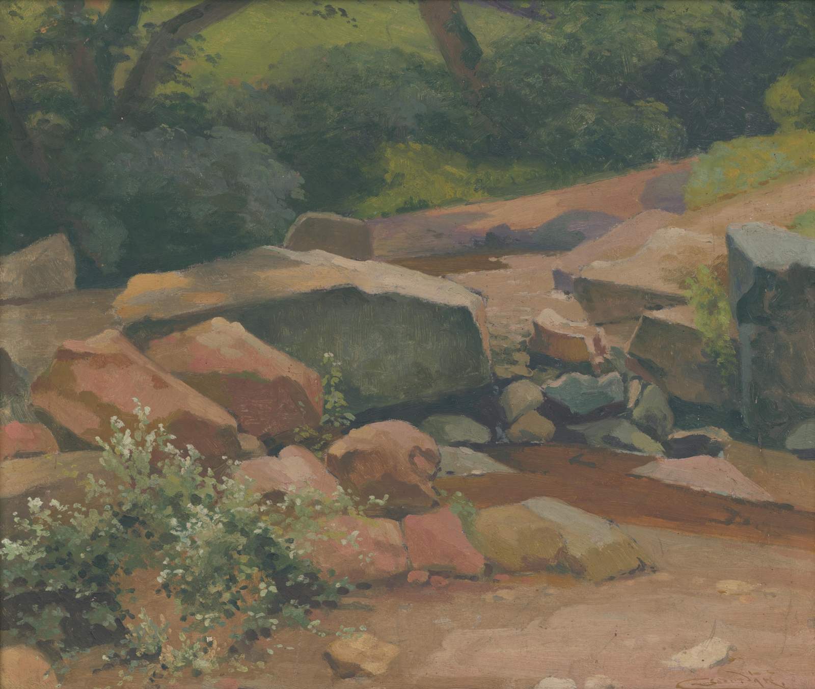 Serene Forest Stream Rocks Wall Art