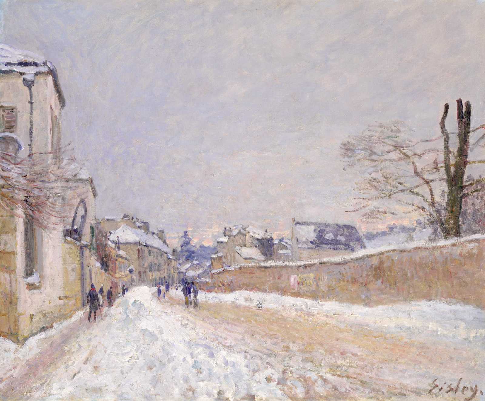 Impressionist Winter Street Snow Scene Wall Art