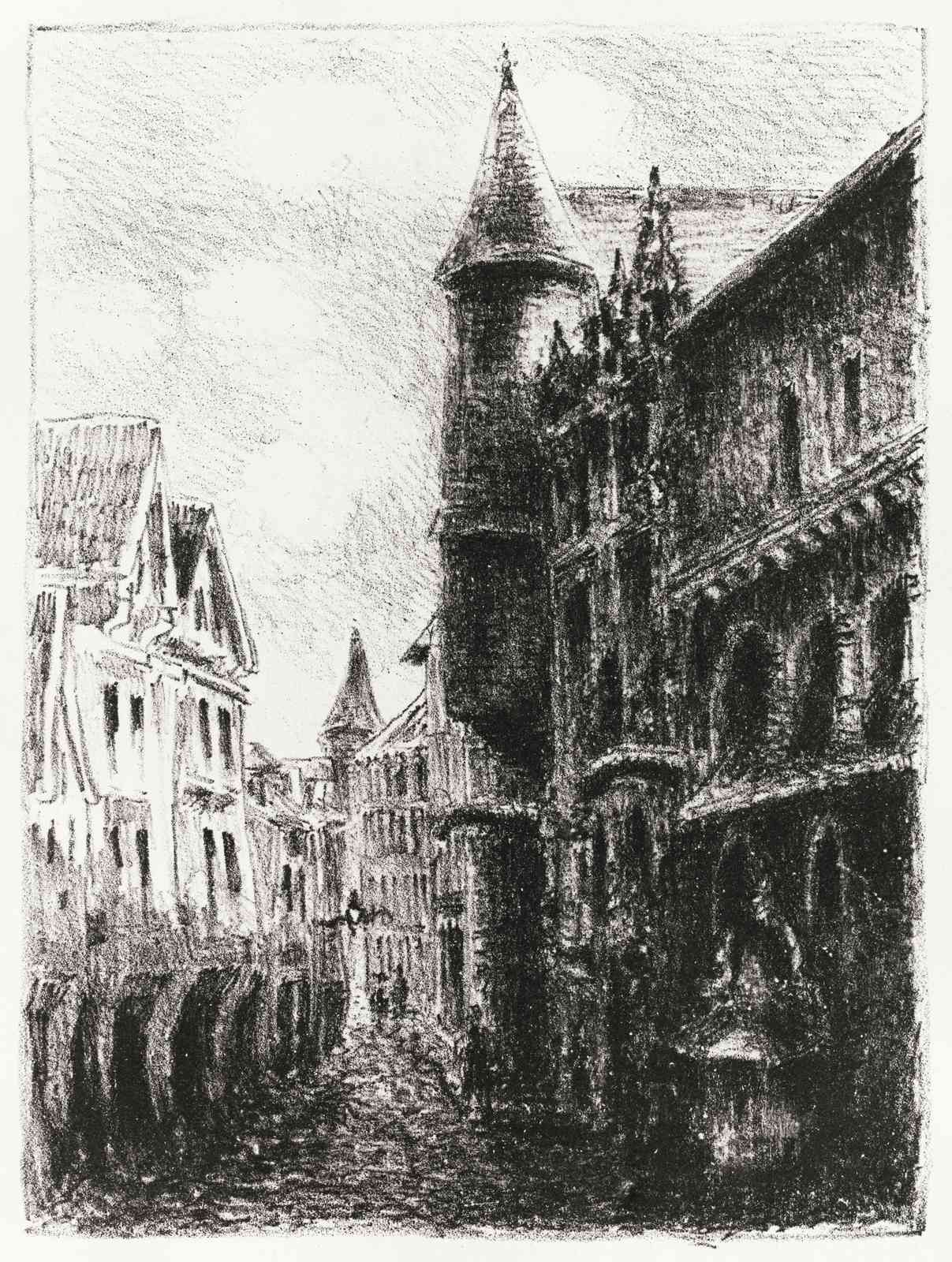 Historic European Street Sketch Wall Art