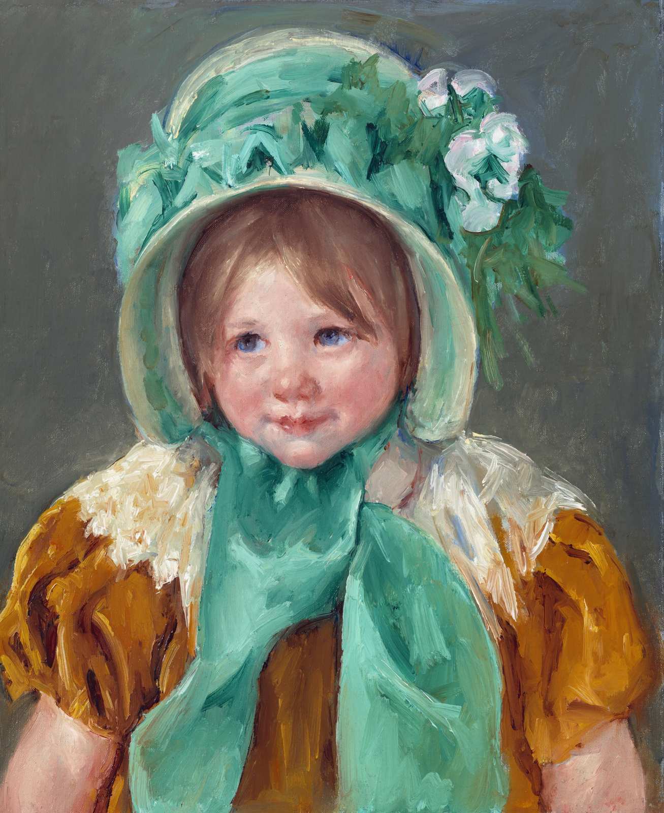Vintage Child Portrait Mint Green Hat Wall Art