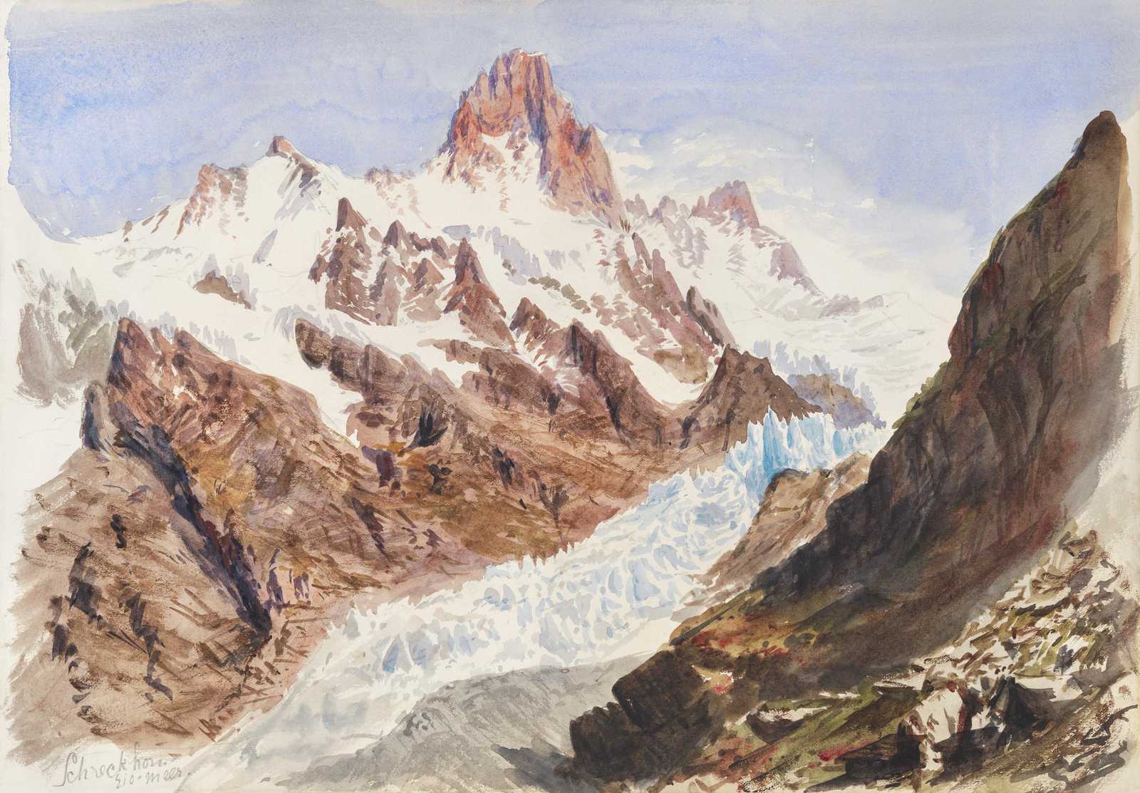 Majestic Mountain Glacier Watercolor Wall Art