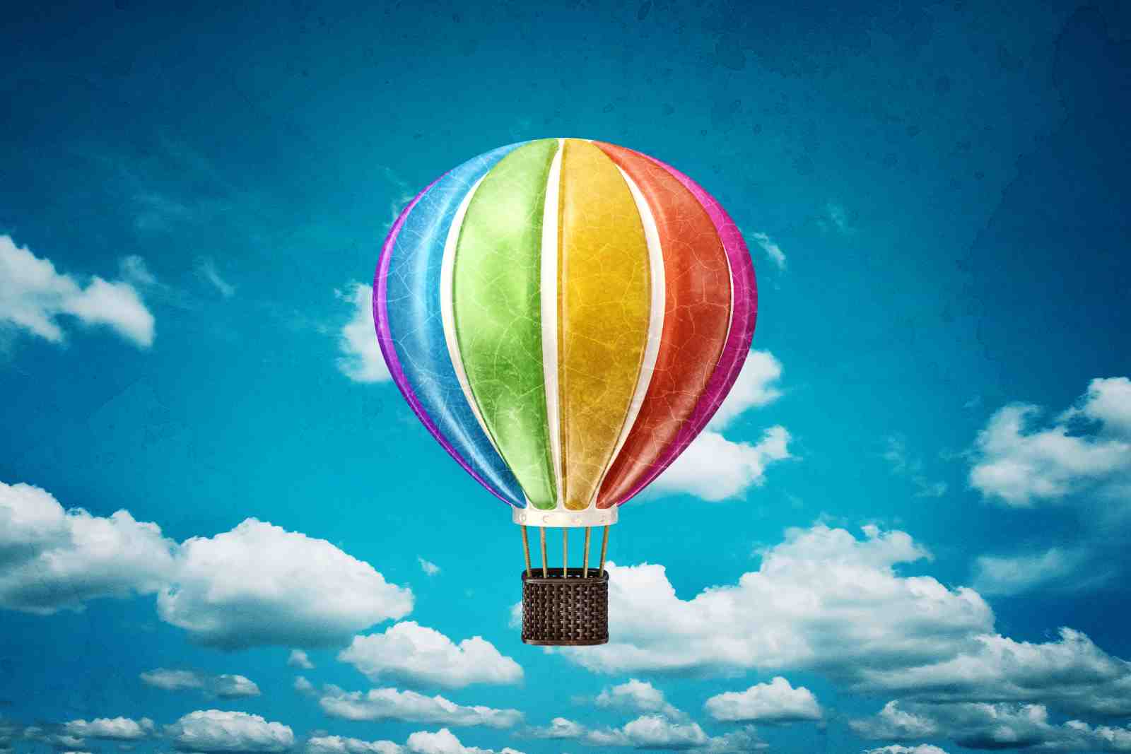 Rainbow Hot Air Balloon Sky Wall Art