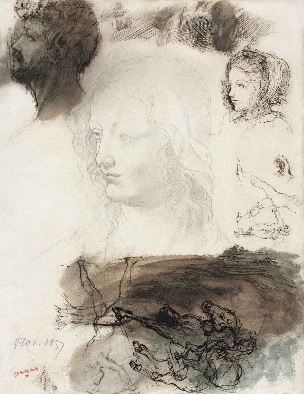 Masterful Figure Studies Vintage Sketch Wall Art