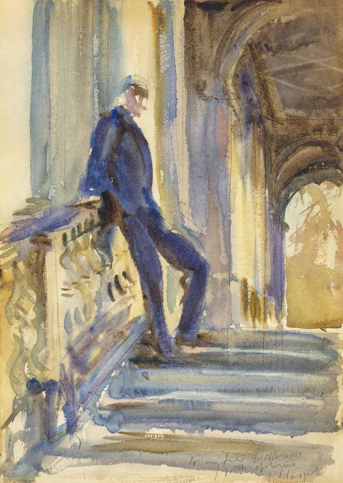 Elegant Man Blues Watercolor Wall Art