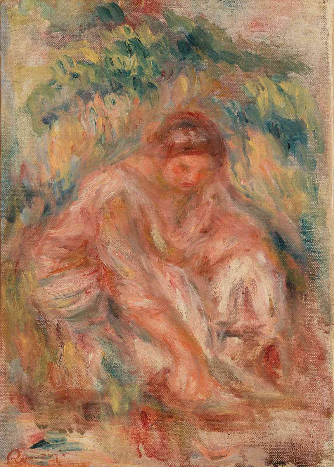 Impressionist Nude Woman Pink Wall Art