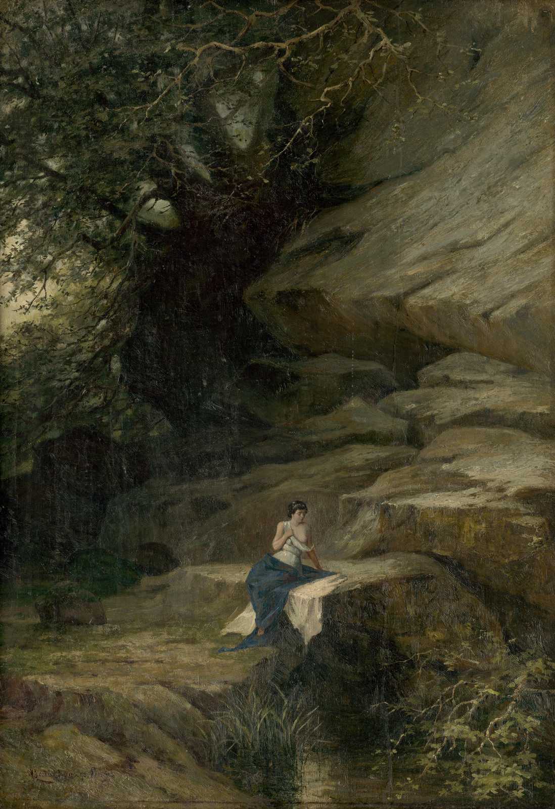 Serene Nymph by Riverbank Wall Art