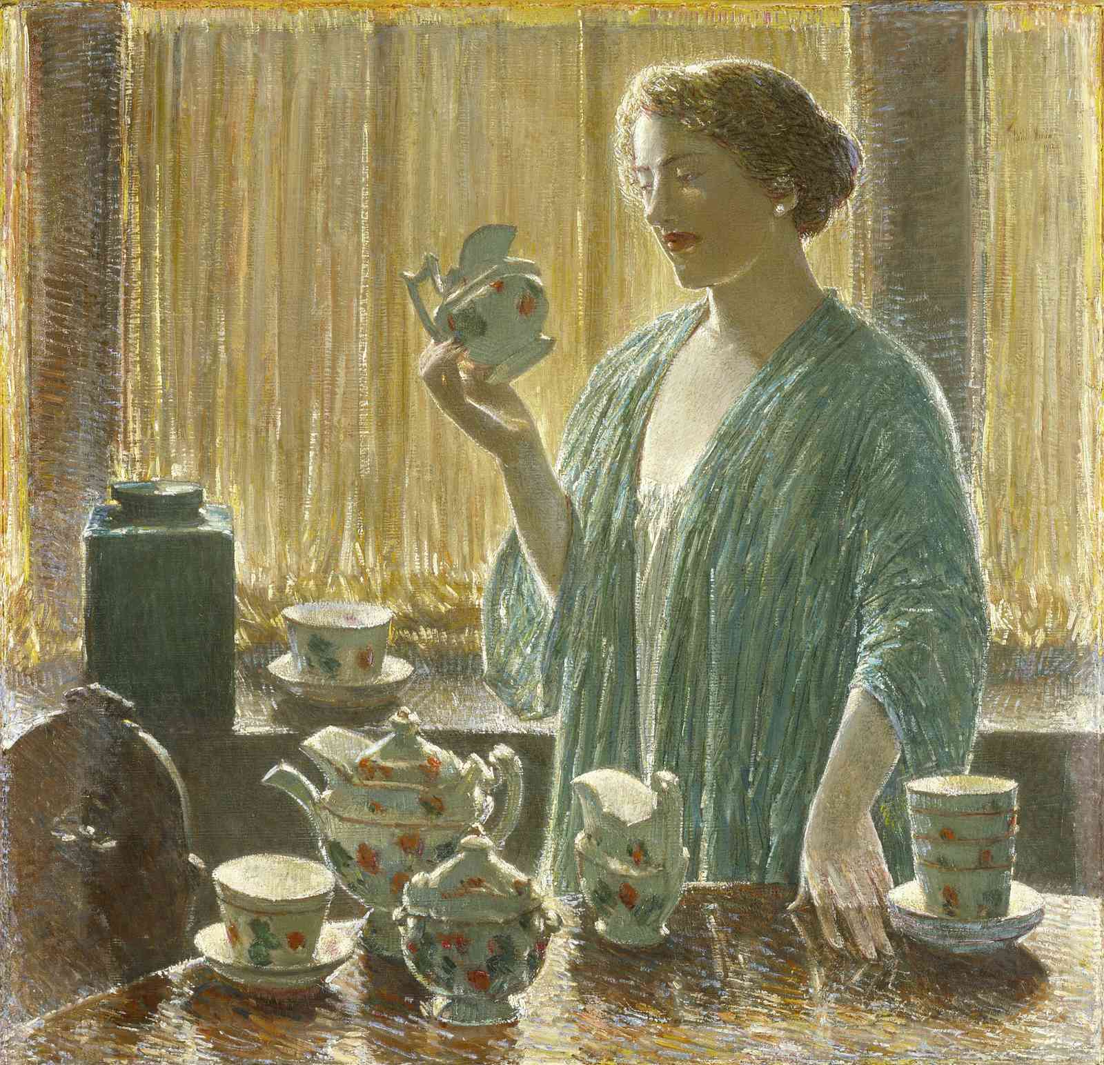 Woman with Teapot Vintage Still Life Wall Art
