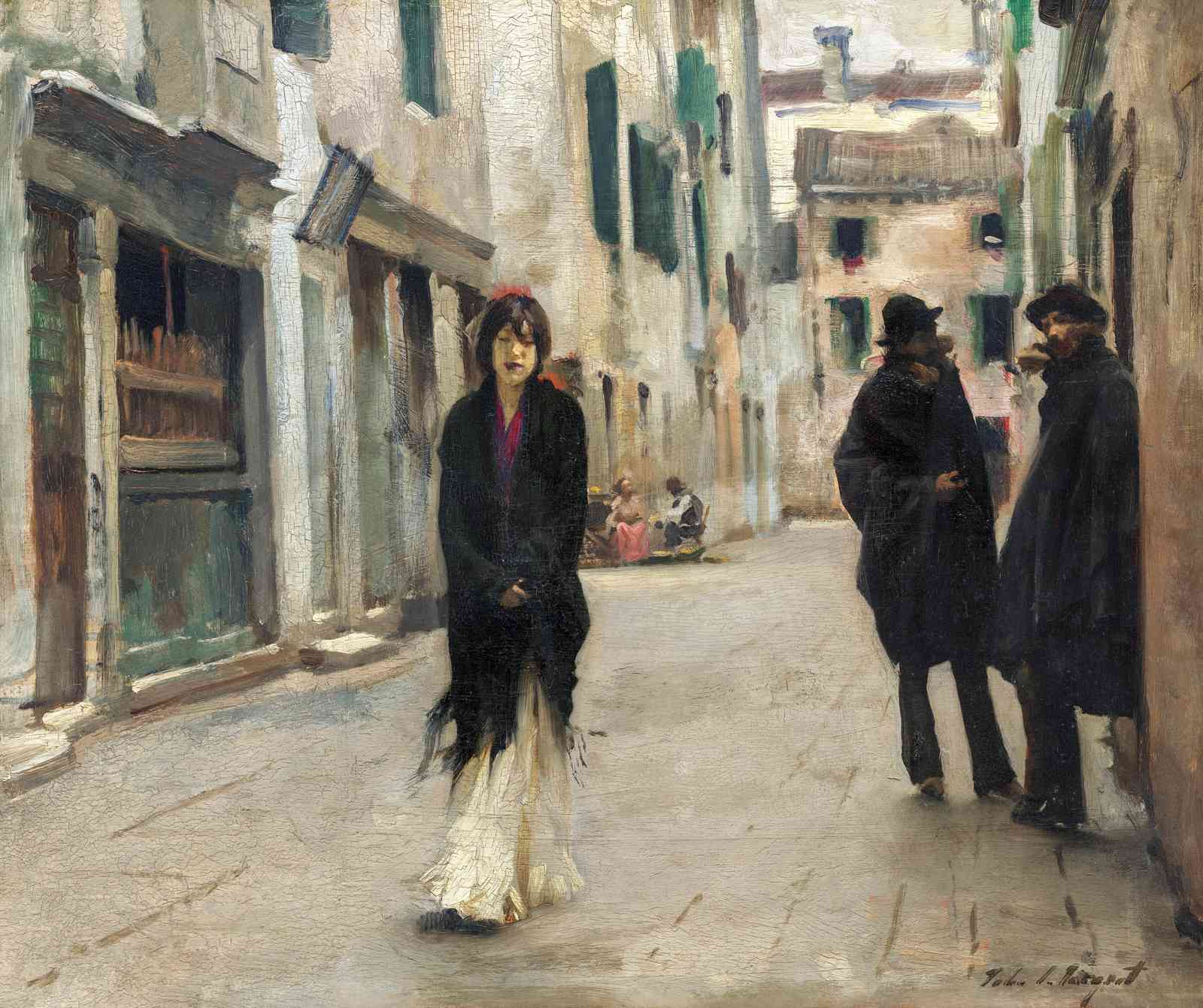 Venetian Street Scene Elegant Lady Wall Art