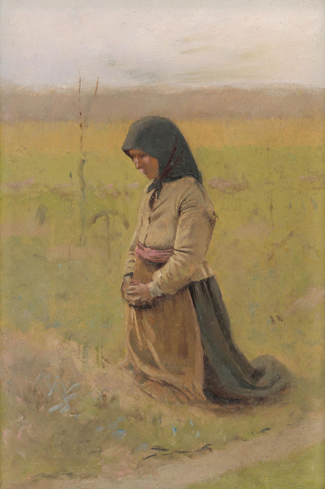 Woman in Field Prayerful Pose Wall Art