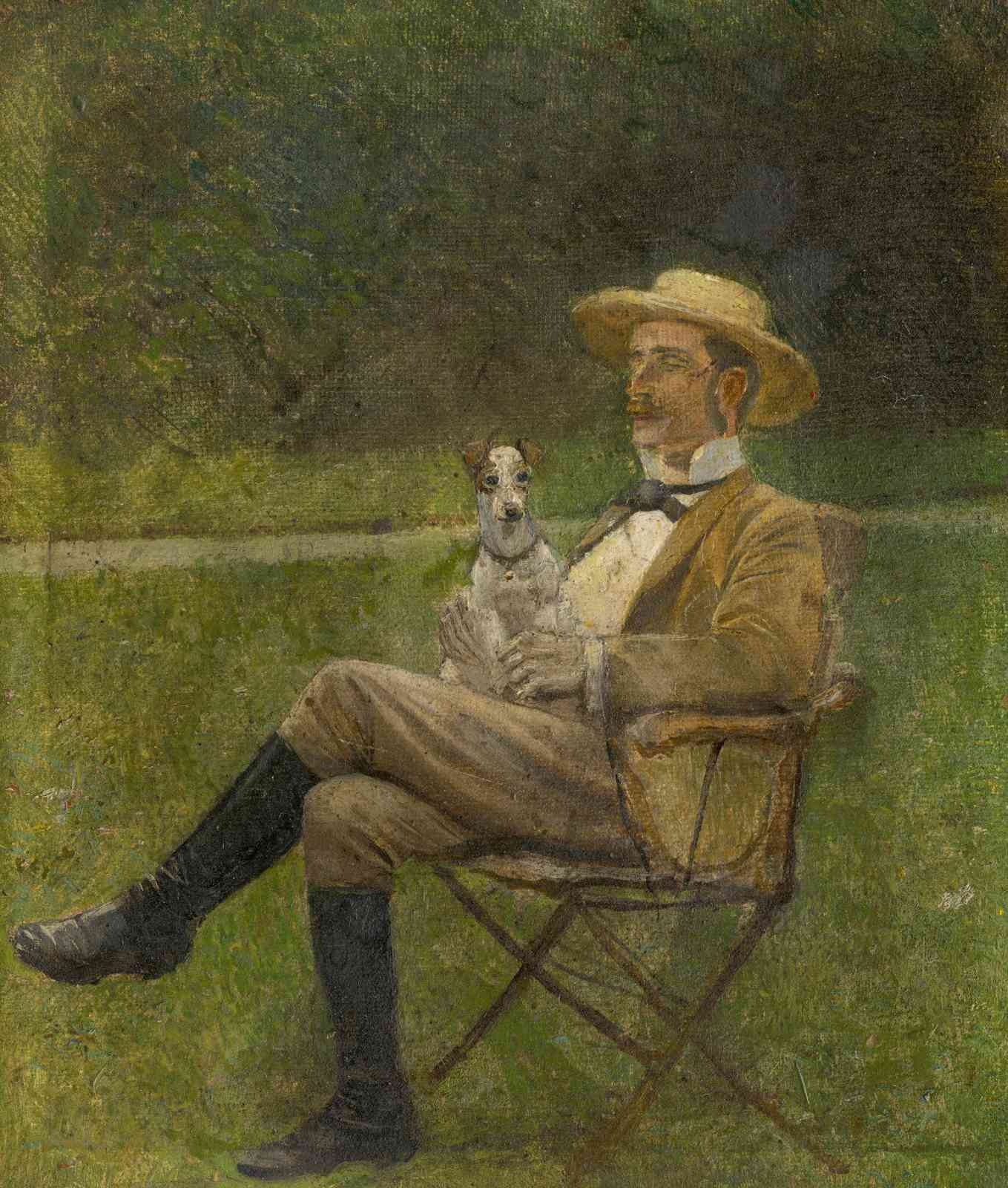 Vintage Gentleman & Dog Portrait Wall Art