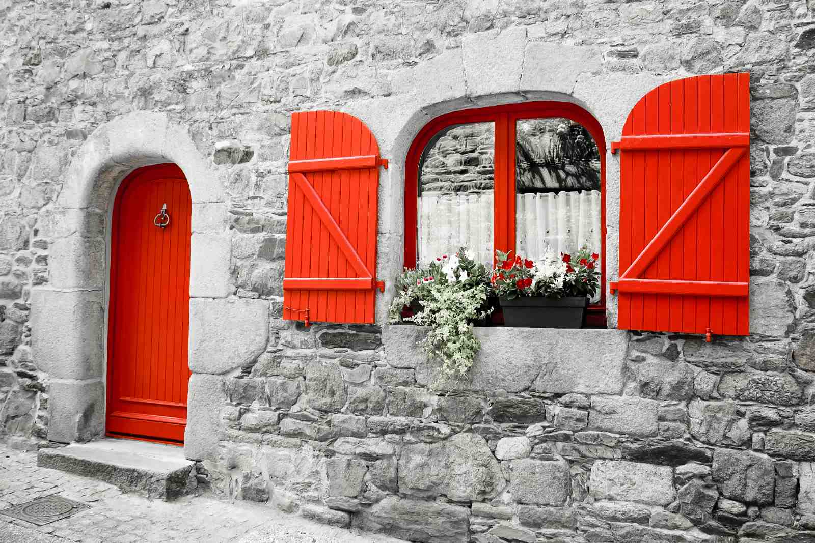 Vibrant Red Door & Window Wall Art