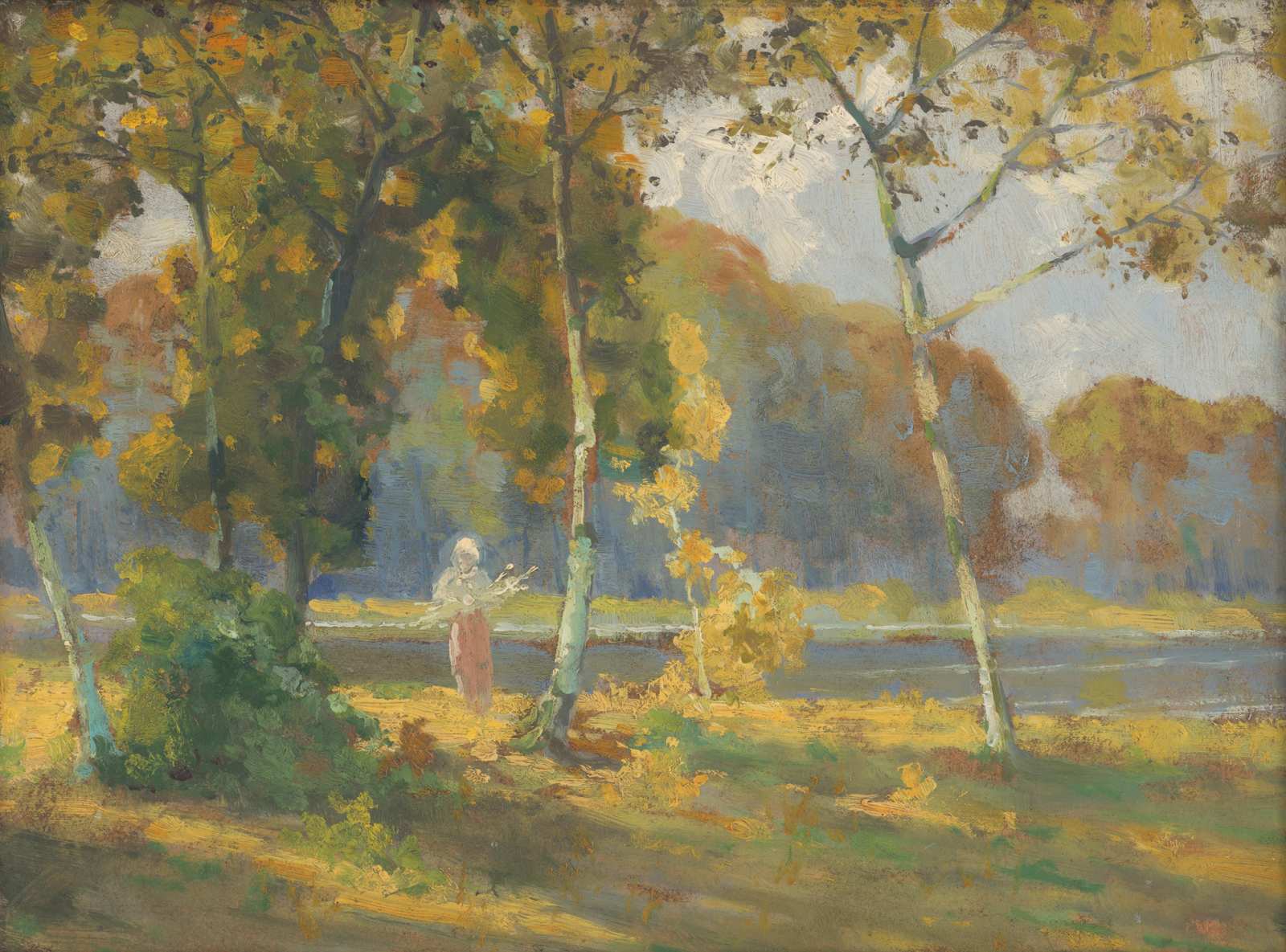 Autumn Landscape with Figure Wall Art