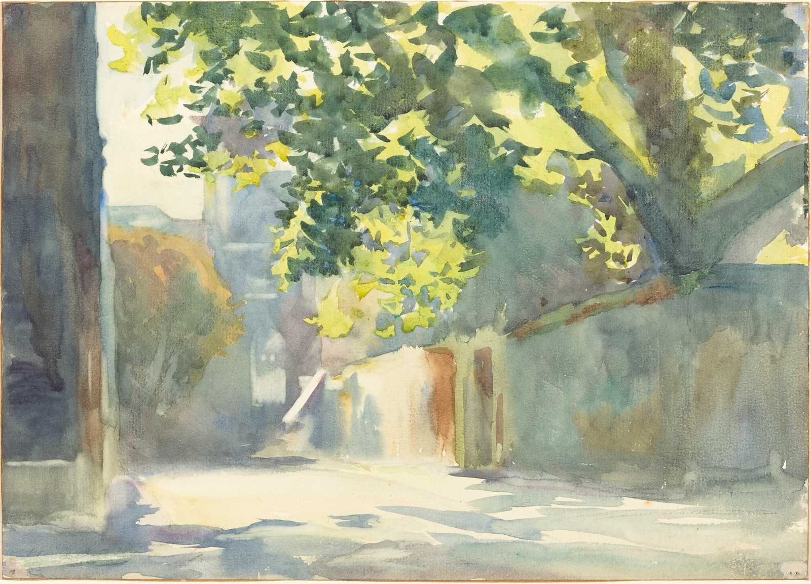 Sun-Dappled Courtyard Watercolor Wall Art