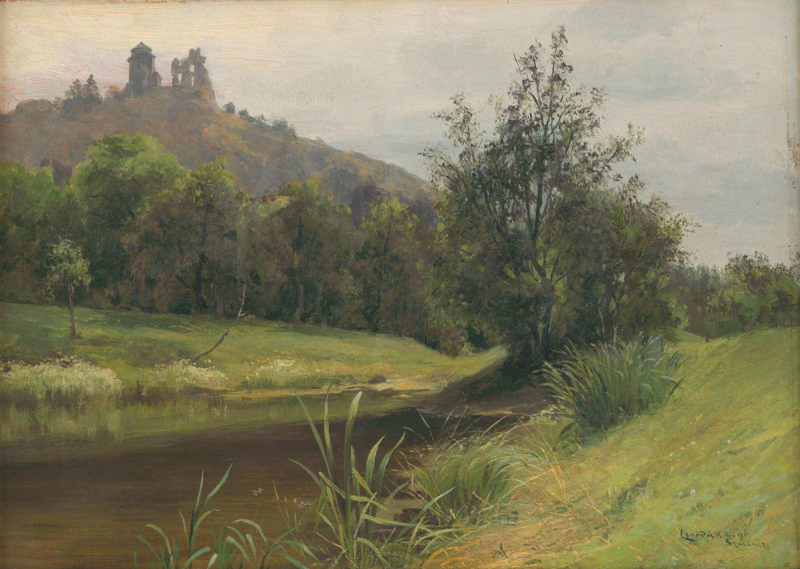 Serene Castle Landscape Lake Wall Art