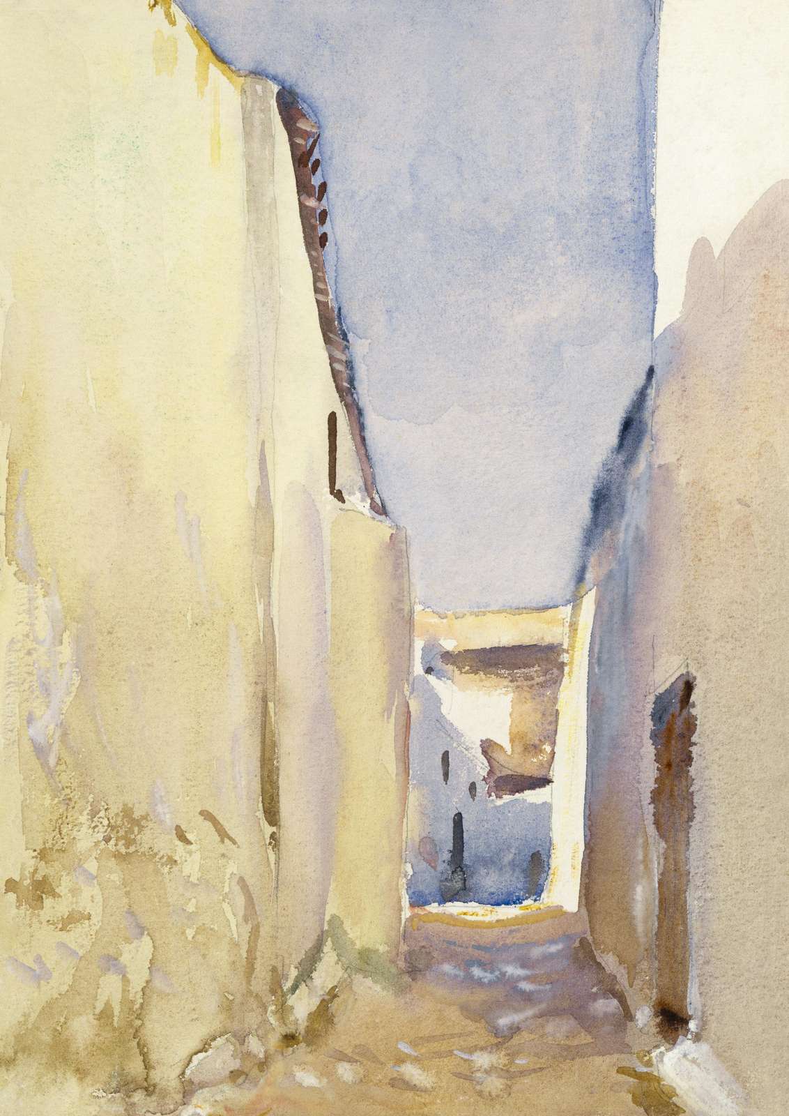 Sunlit Alleyway Watercolor Wall Art