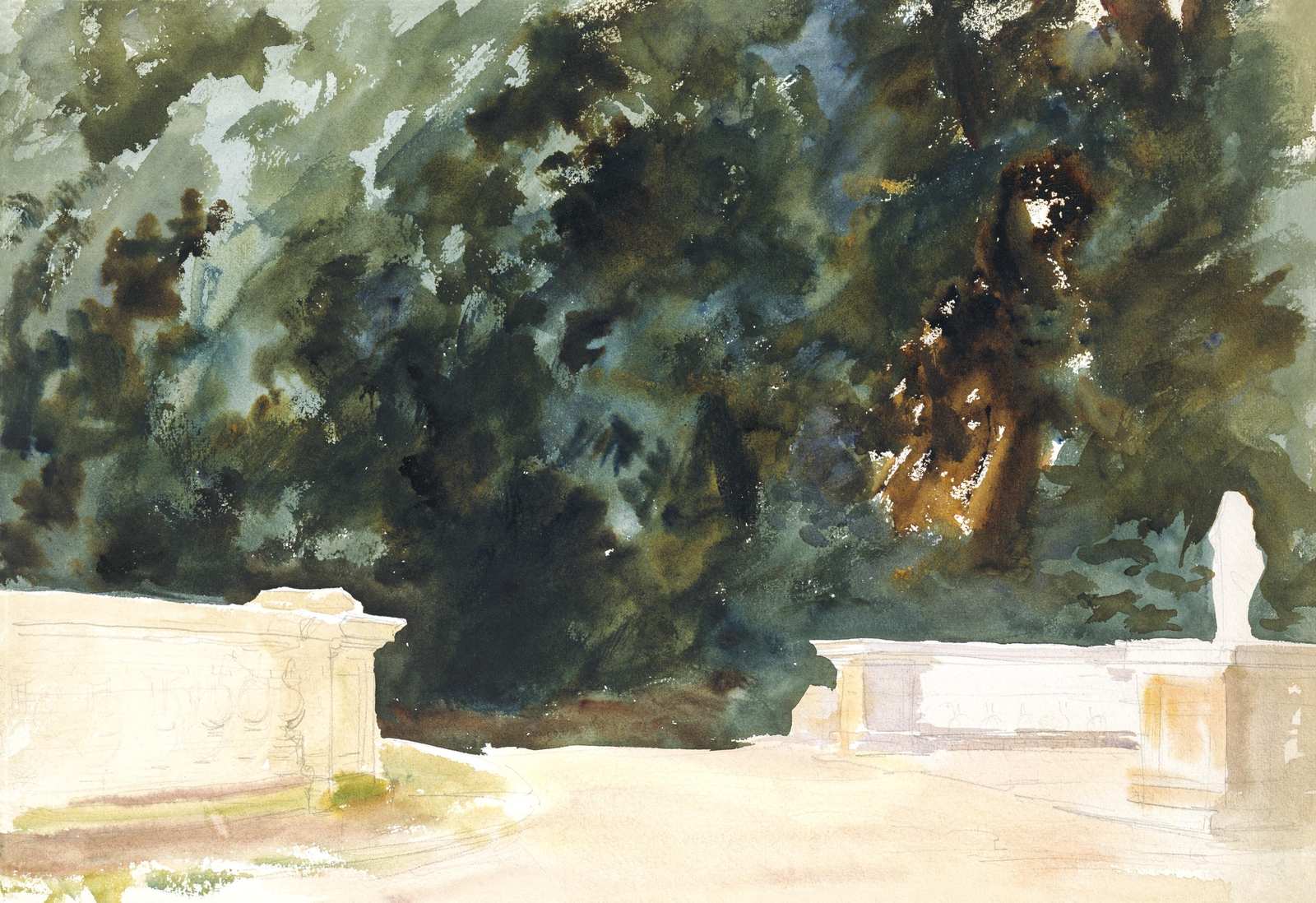 Serene Garden Path Watercolor Wall Art