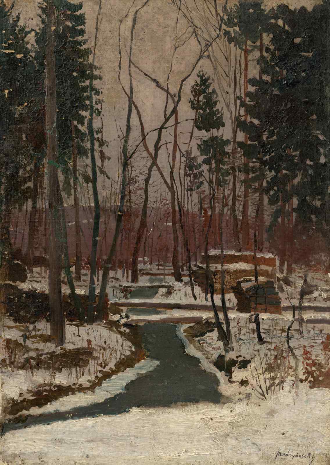 Winter Forest River Snowy Landscape Wall Art