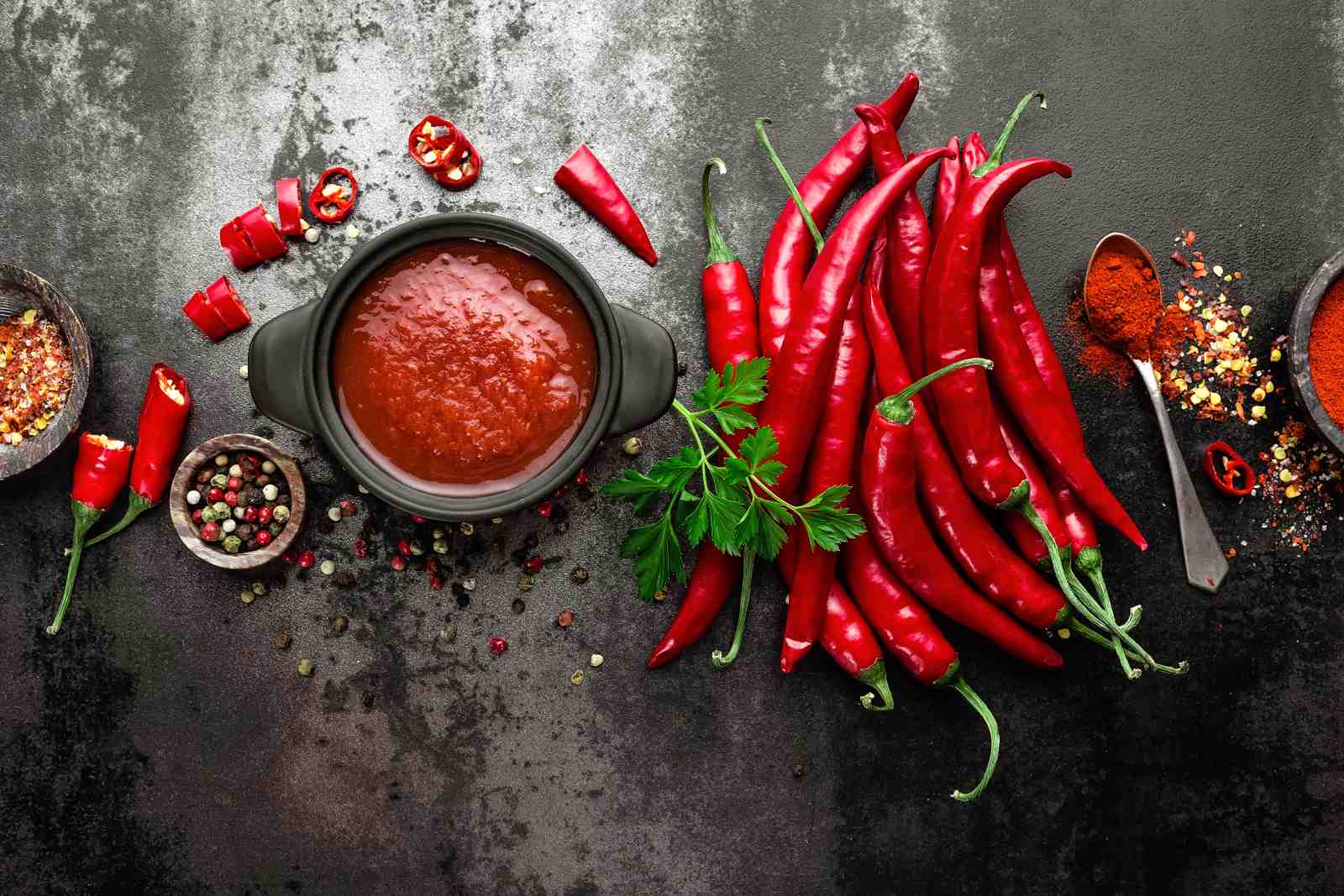 Spicy Red Chili & Sauce Arrangement Wall Art
