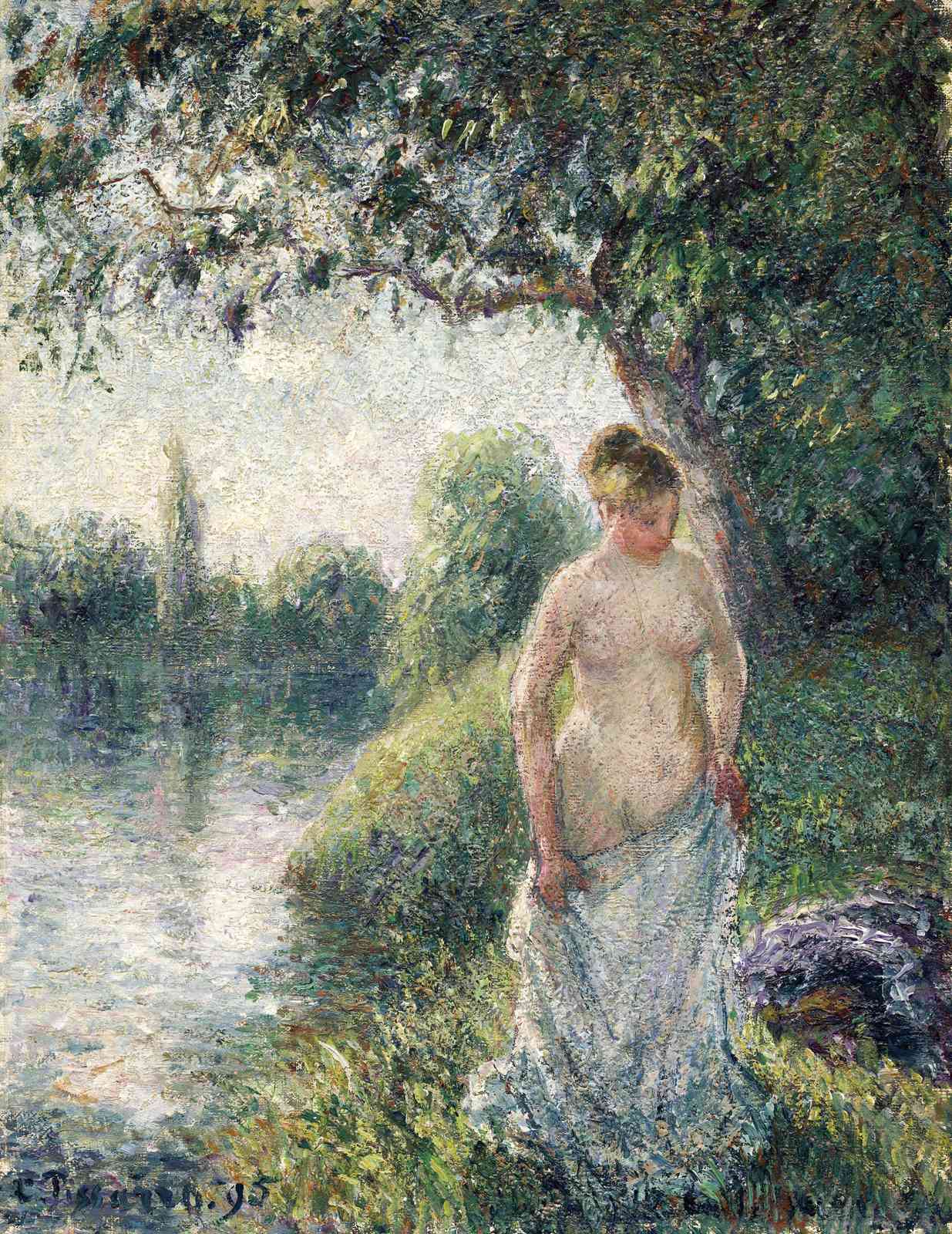 Serene Riverside Nymph Impressionist Wall Art