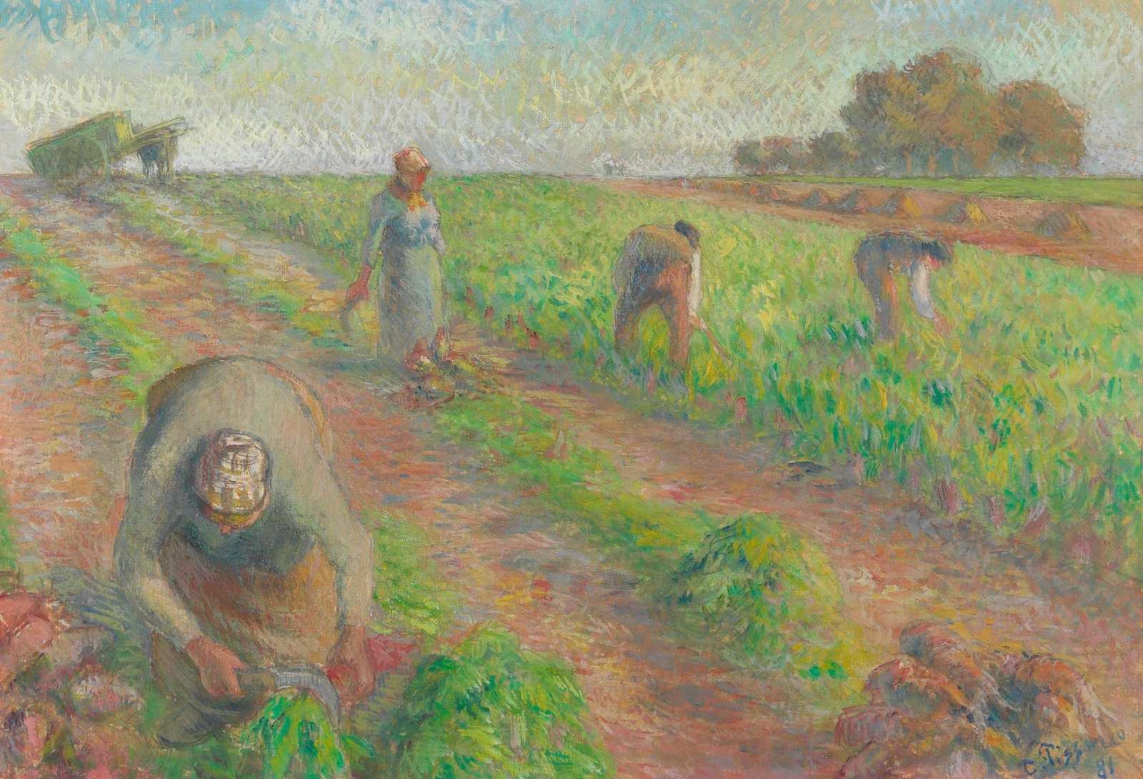 Farm Laborers Impressionist Field Wall Art