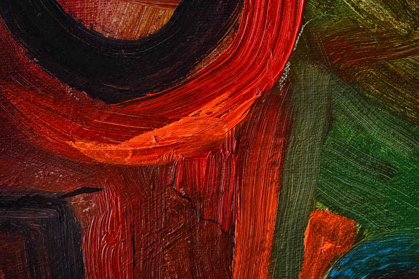 Bold Red & Green Abstract Oil Textured Wall Art