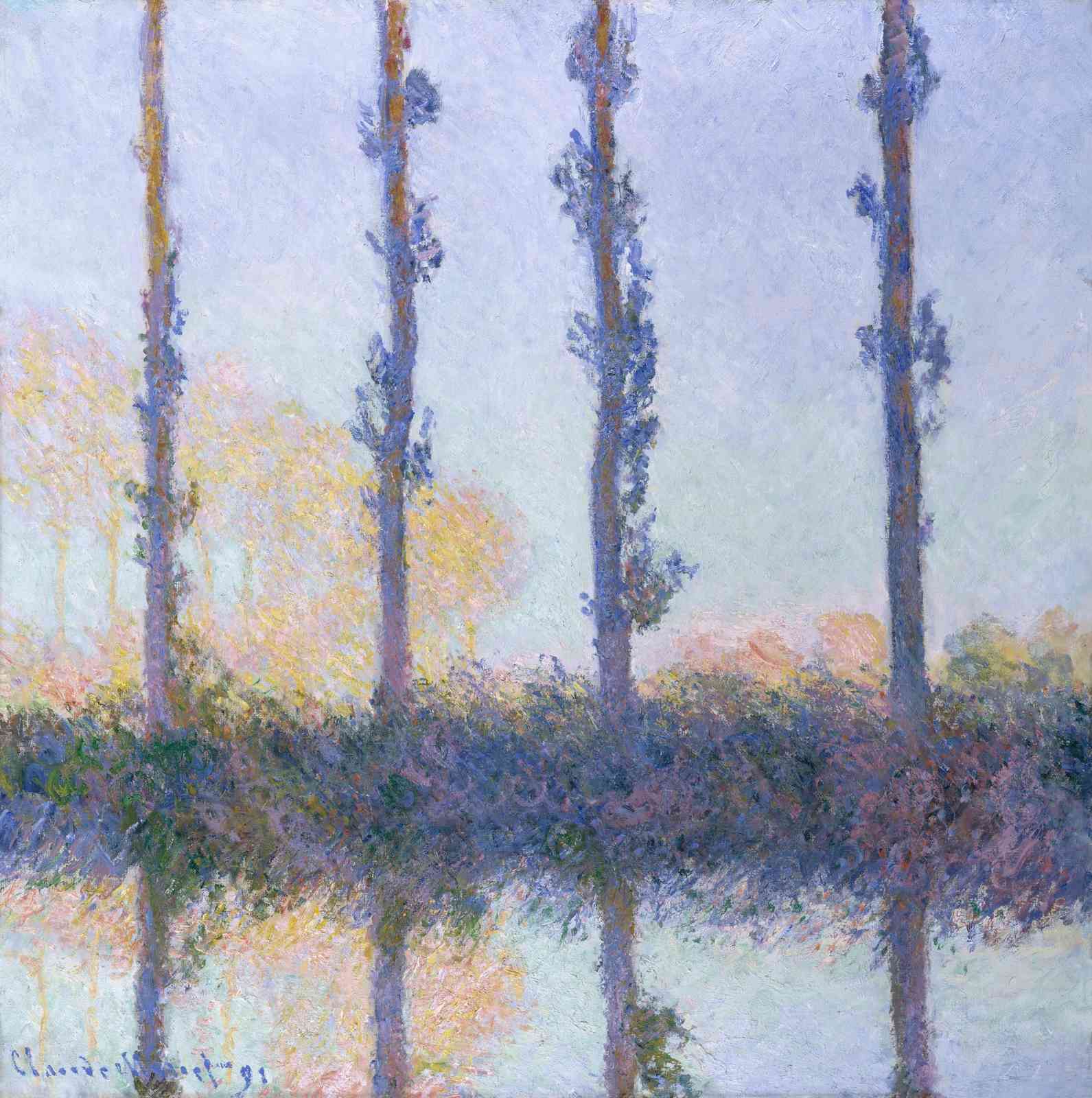 Serene Poplars Reflection Wall Art