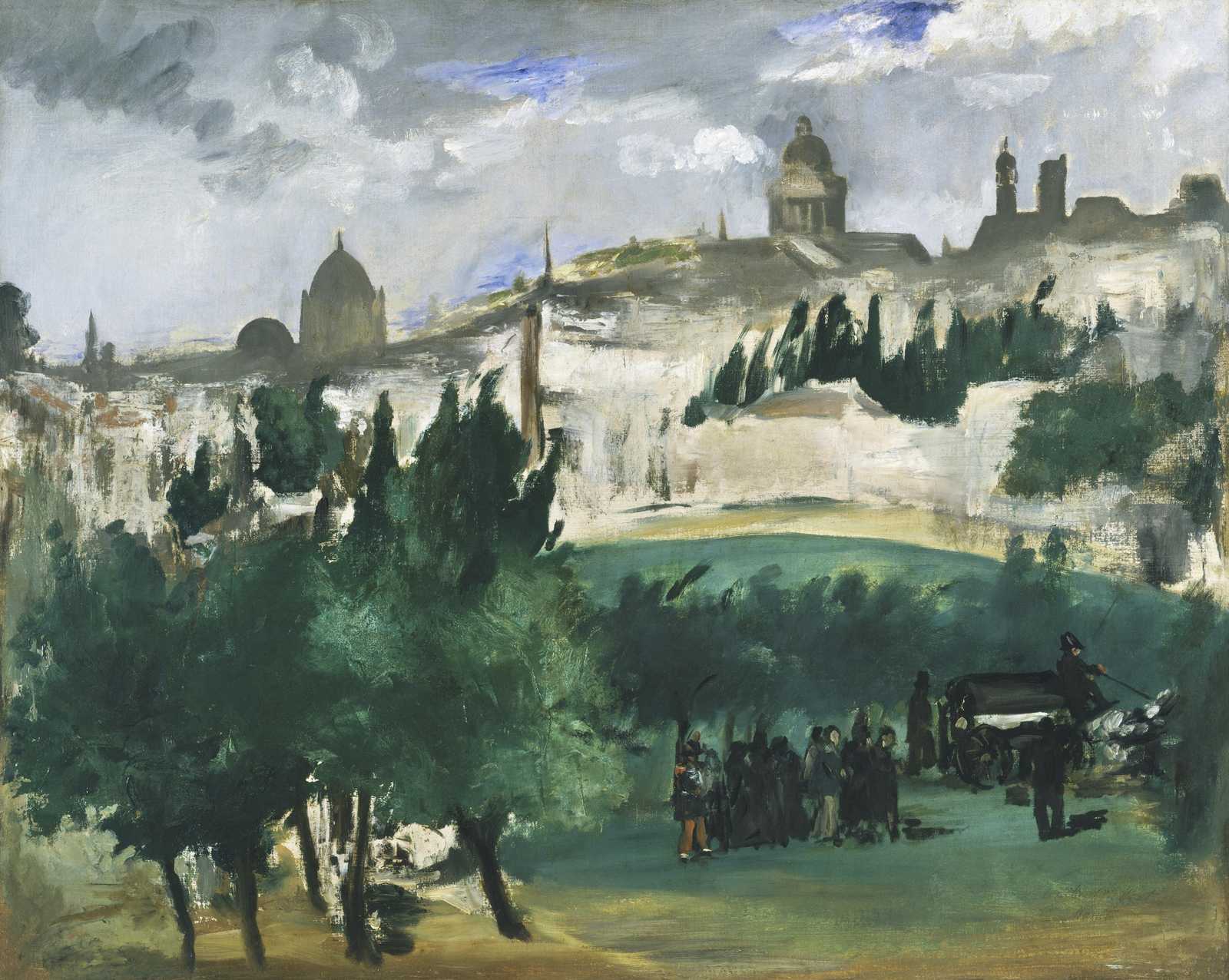 Impressionist Cityscape with Figures Wall Art