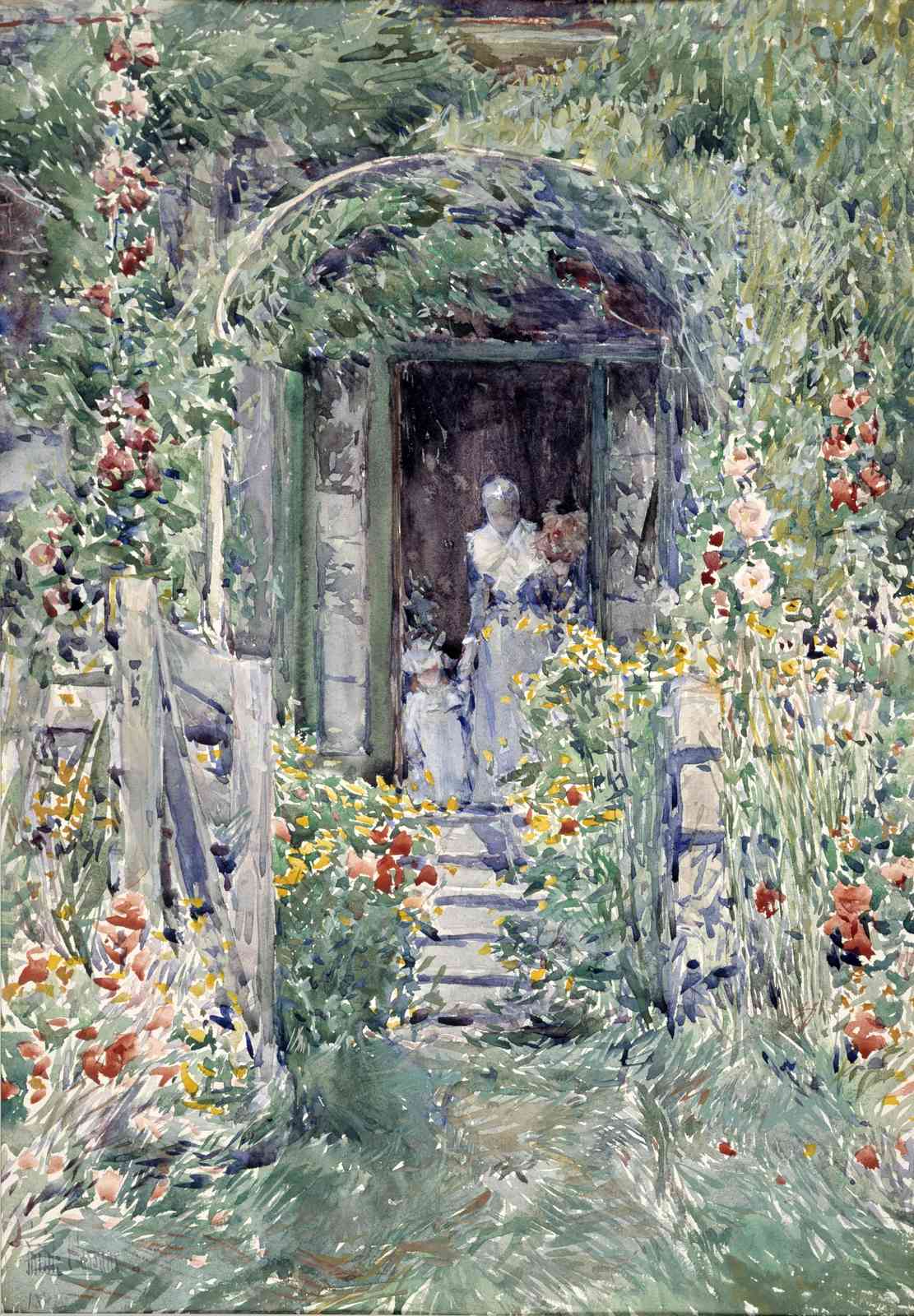 Enchanting Garden Gateway Watercolor Wall Art