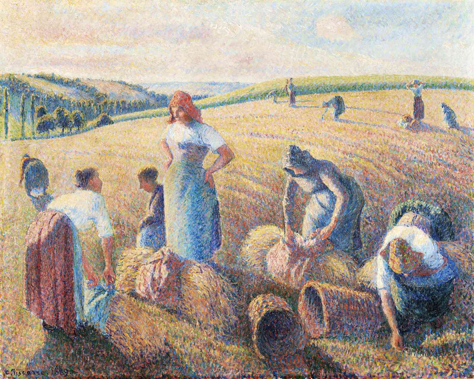 Harvesters at Work Pointillism Wall Art