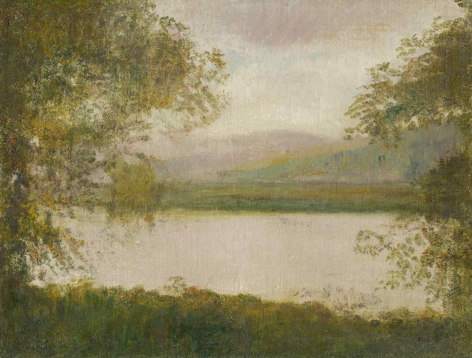 Serene Lake Landscape Vintage Wall Art Wall Art