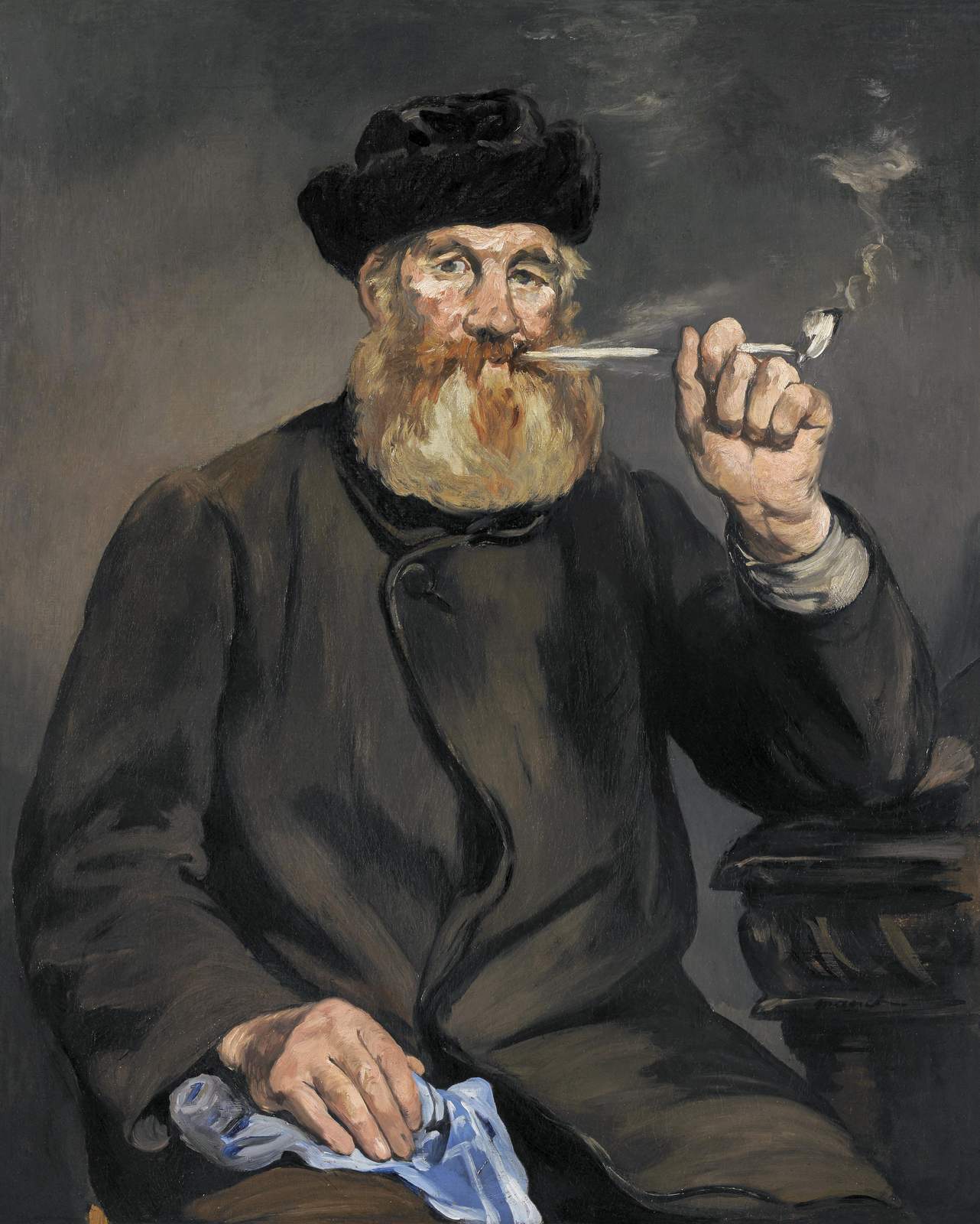 Old Man Smoking Pipe Portrait Wall Art