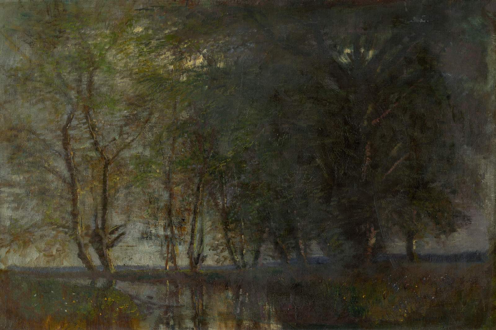 Serene Waterway Trees Wall Art