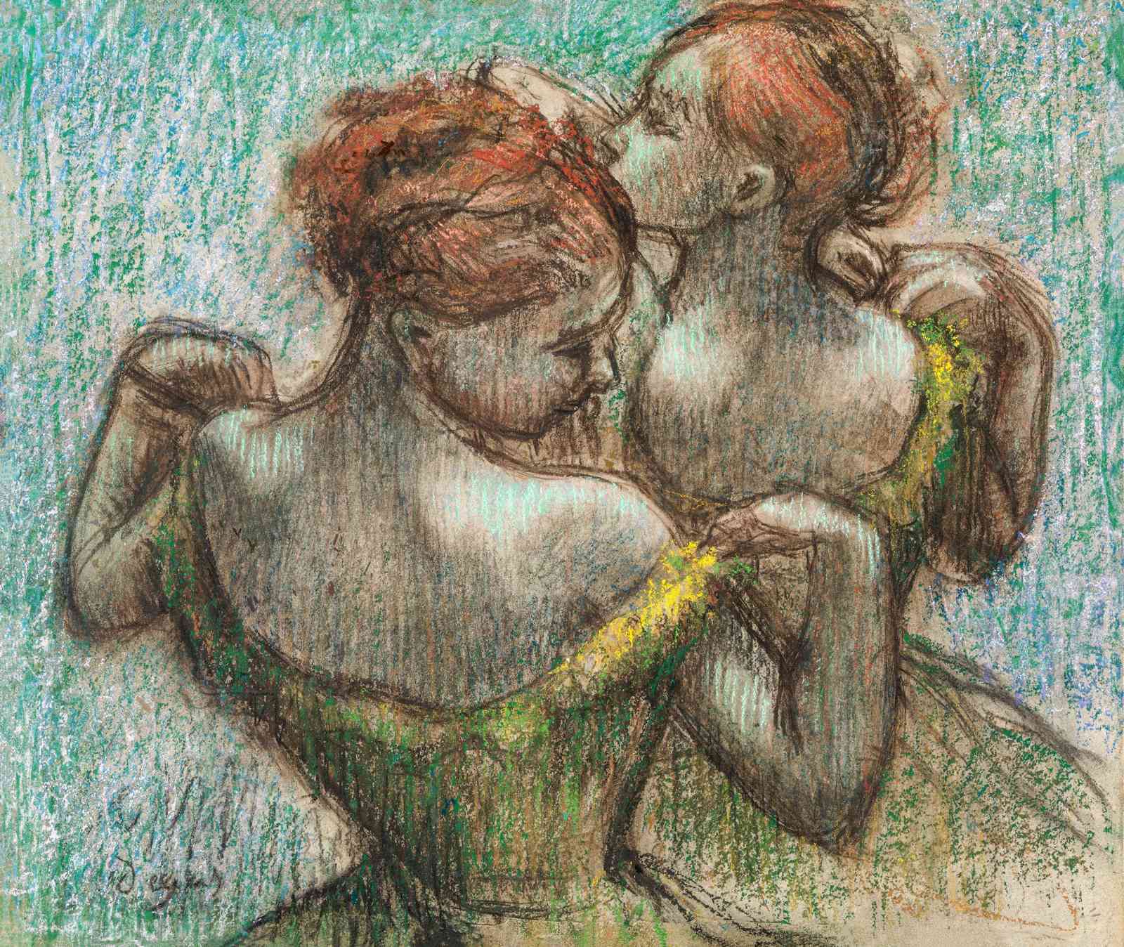Dancers Embrace Pastel Art Wall Art