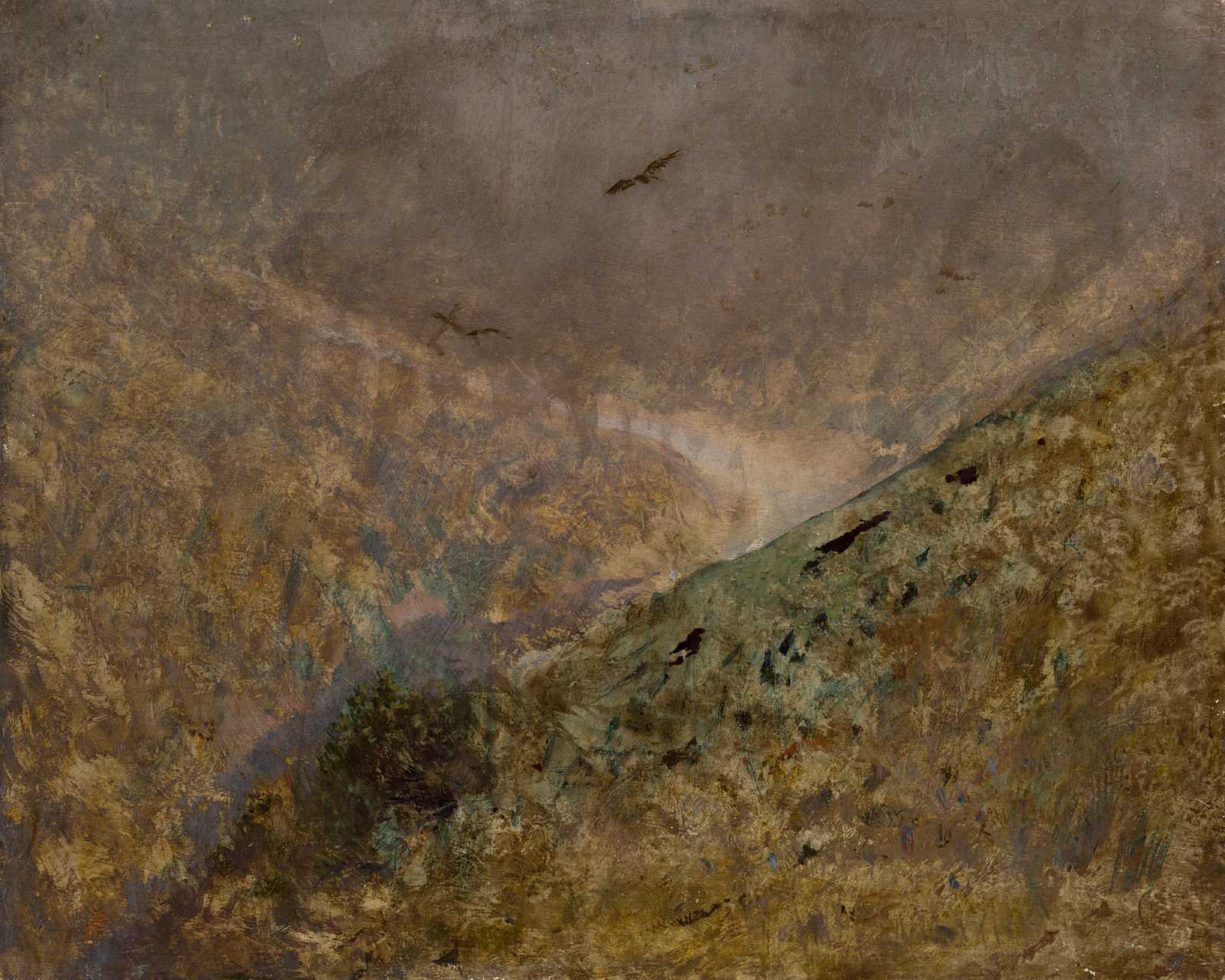 Dramatic Mountain Landscape Birds Wall Art