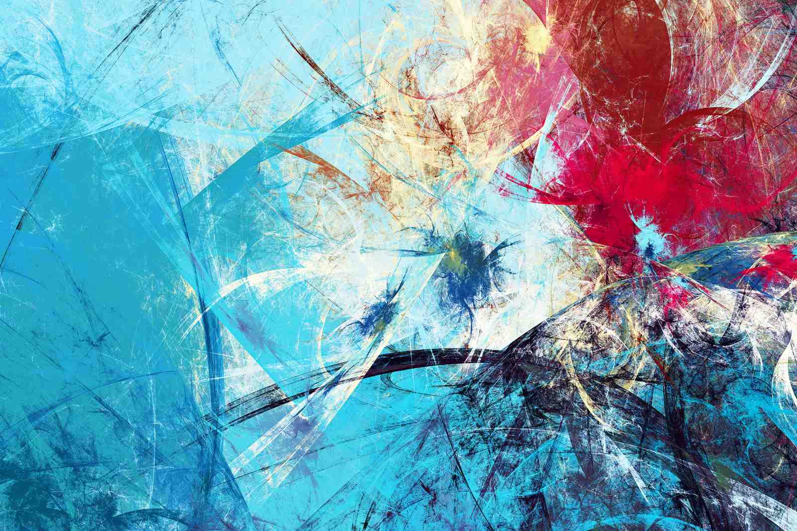 Vibrant Abstract Blue & Red Splash Wall Art