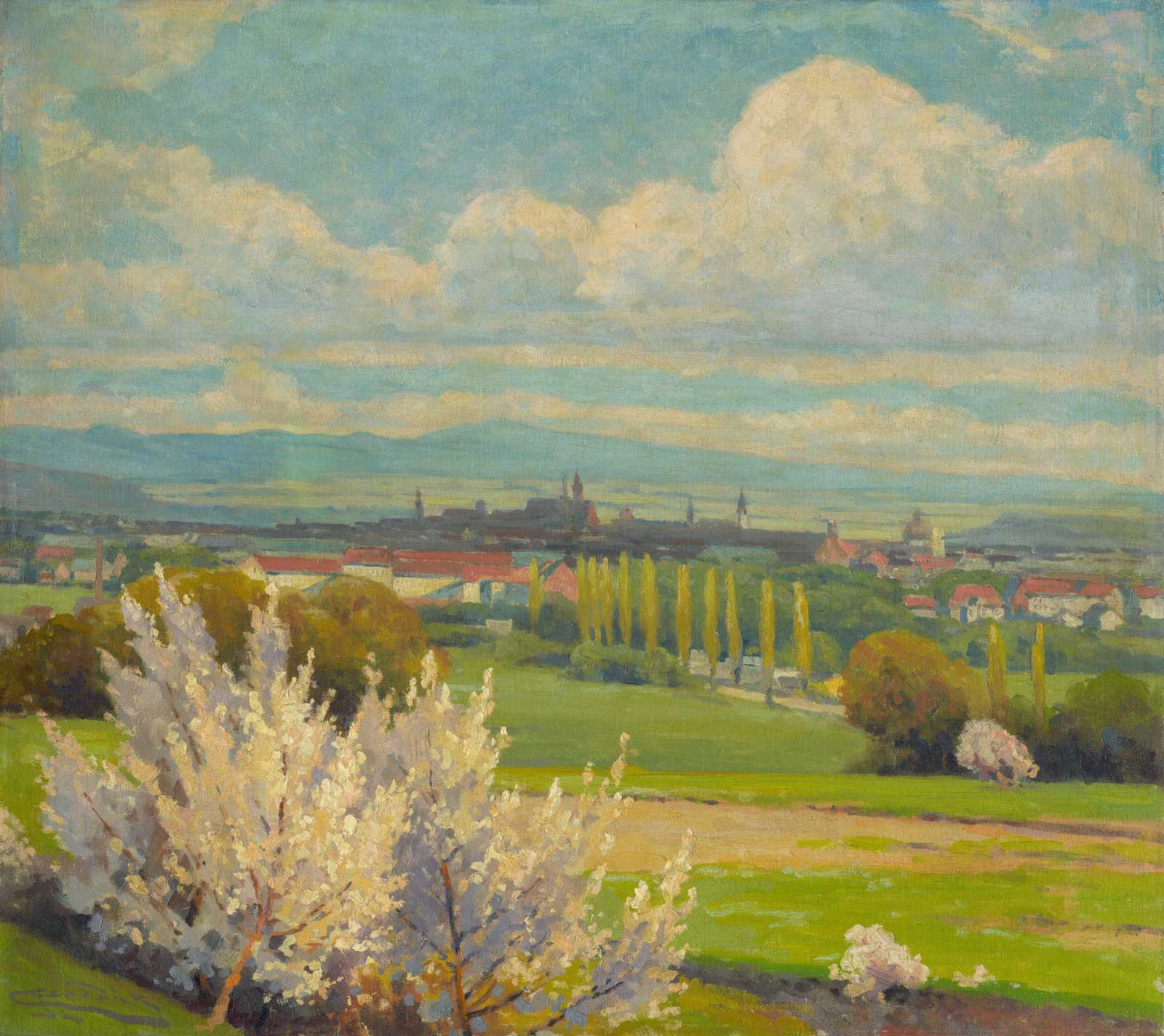 Spring Blossom Cityscape Impressionist Wall Art